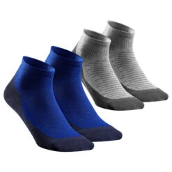 Quechua Halfhoge Wandelsokken Hike 100 Blauw/grijs Set Van 2 Paar