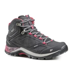 Quechua Halfhoge Waterdichte Bergwandelschoenen Voor Dames MH500 Grijs/roze