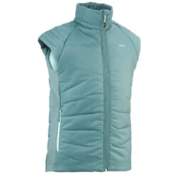 Quechua Hybride Gewatteerde Bodywarmer Voor Wandelen Pastelgroen Kinderen 7-15 Jaar