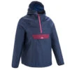 Quechua Regenjas Voor Wandelen MH100 Marineblauw Roze Kinderen 7-15 Jaar