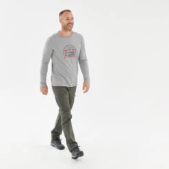 Quechua Shirt Voor Heren NH100 Lange Mouwen Grijs -Aanbiedingen Sportief Leven Winkel shirt voor heren nh100 lange mouwen grijs 3