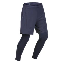 Quechua Ultralichte Tight Met Short Voor Fast Hiking Heren FH900 Blauw