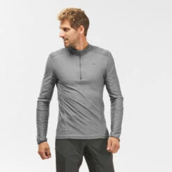Quechua Wandelshirt Voor Heren MH550 Lange Mouwen Synthetisch Materiaal