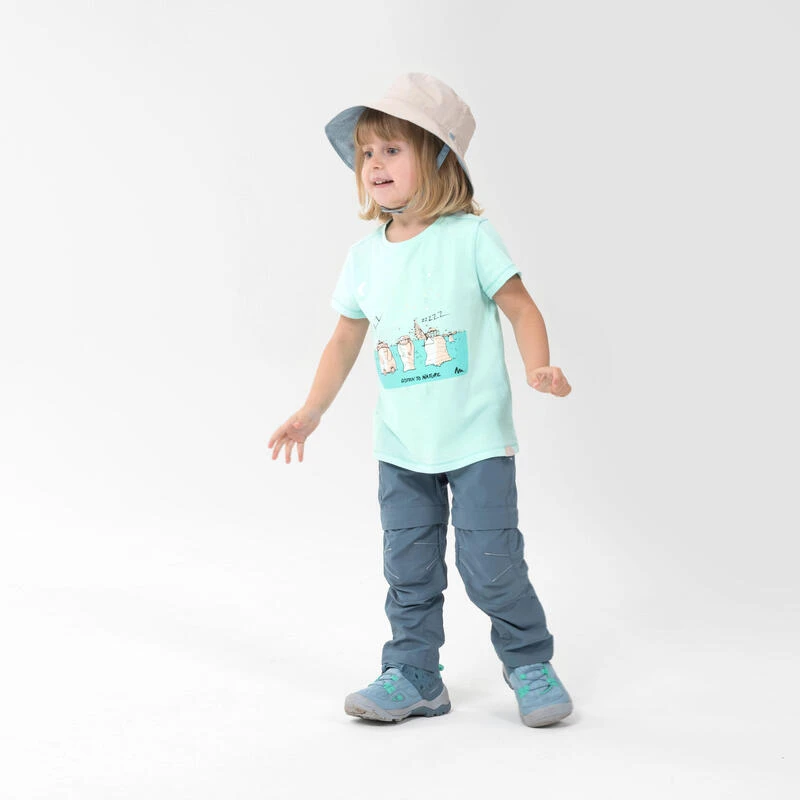 Quechua Wandelshirt Voor Kinderen MH100 Fluo Turquoise 2 Tot 6 Jaar 2 Quechua Wandelshirt Voor Kinderen MH100 Fluo Turquoise 2 Tot 6 Jaar - Afbeelding 2