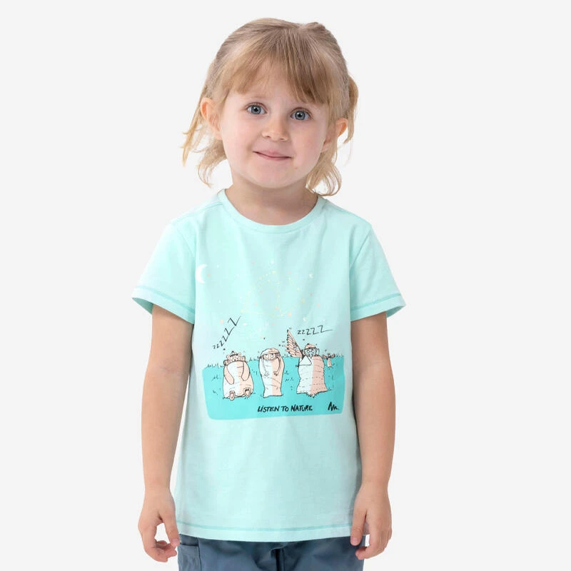 Quechua Wandelshirt Voor Kinderen MH100 Fluo Turquoise 2 Tot 6 Jaar 3 Quechua Wandelshirt Voor Kinderen MH100 Fluo Turquoise 2 Tot 6 Jaar - Afbeelding 3