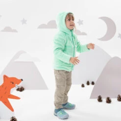 Quechua Warme Fleece Jas Voor Wandelen MH500 Turquoise Kinderen 2-6 Jaar -Aanbiedingen Sportief Leven Winkel warme fleece jas voor wandelen mh500 turquoise kinderen 2 6 jaar 3